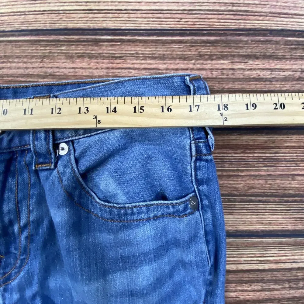 True Religion Ricky Blue Denim Men’s Jeans 33 Orange Stitching Straight Leg